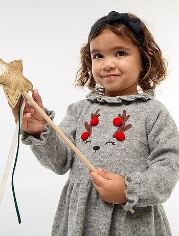 Abito natalizio con colletto a volant