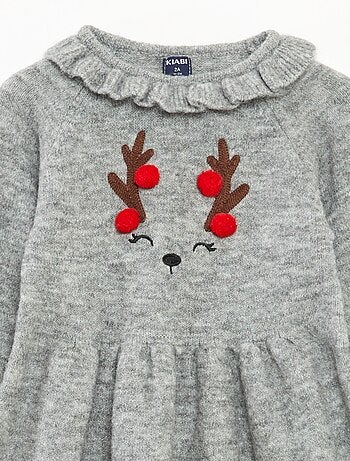 Abito natalizio con colletto a volant