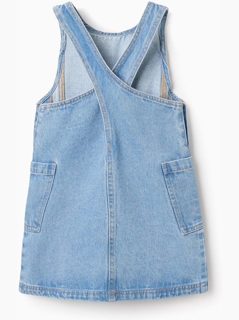 Abito pinafore in denim con tasche Blu chiaro - Kiabi