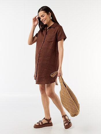 Abito premaman stampato in misto lino