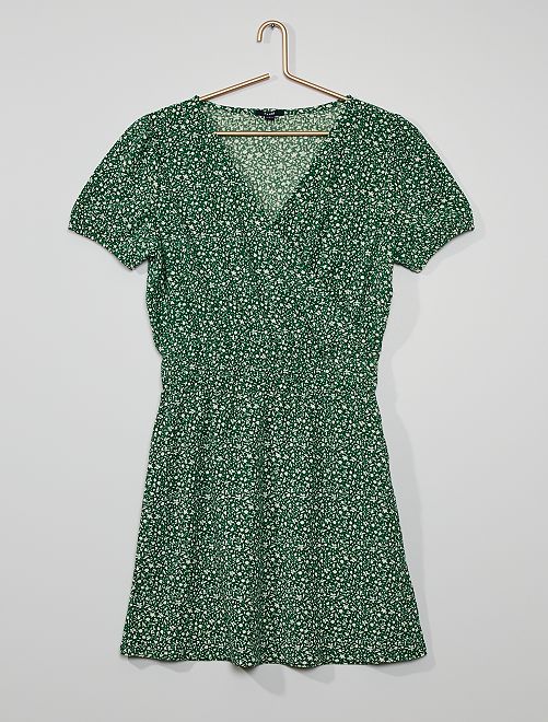 Abito punto smock stampato - VERDE - Kiabi - 12.00€