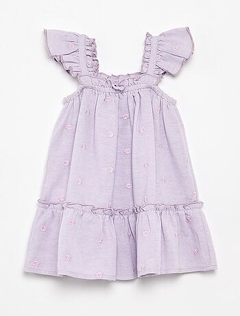 Abito ricamato senza maniche in cotone
