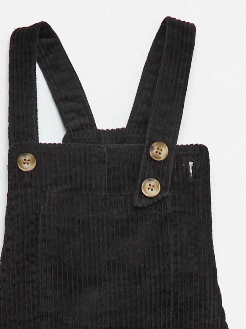Abito salopette con tasca in velluto a coste Nero - Kiabi
