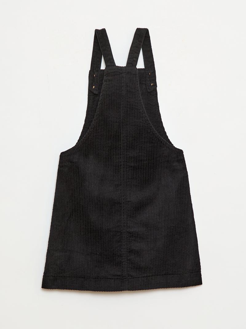 Abito salopette con tasca in velluto a coste Nero - Kiabi