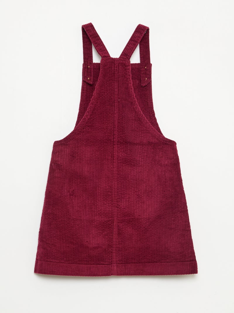 Abito salopette con tasca in velluto a coste Rosso - Kiabi