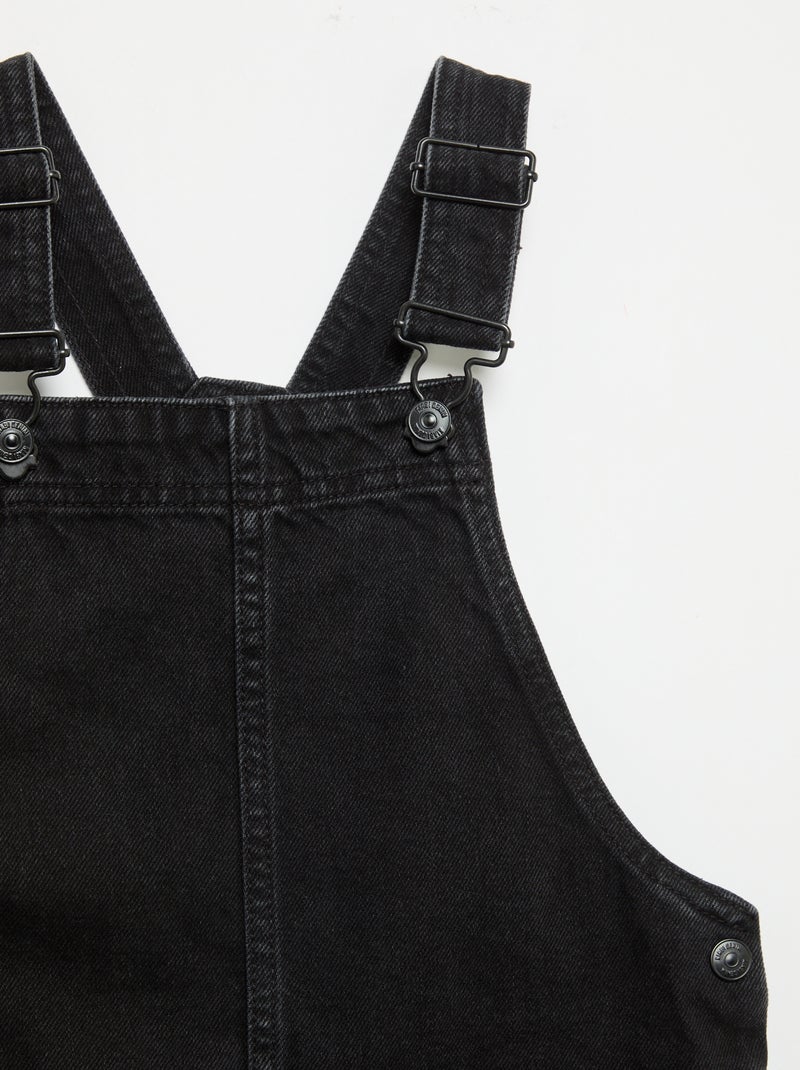 Abito salopette in denim con 2 tasche applicate Nero - Kiabi