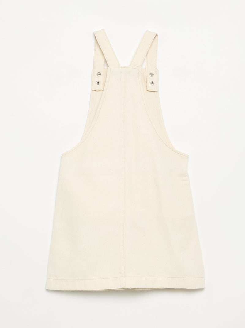 Abito salopette in twill tinta unita Bianco - Kiabi