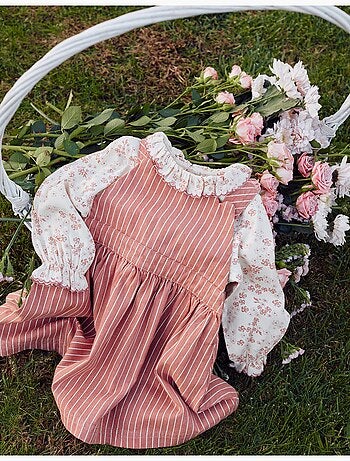 Abito scamiciato in twill a righe