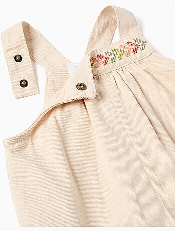 Abito scamiciato in twill con ricamo a punto croce