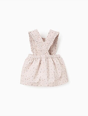 Abito scamiciato in velluto a coste con motivo floreale