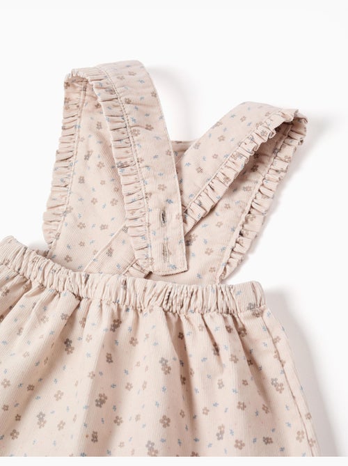 Abito scamiciato in velluto a coste con motivo floreale - Kiabi