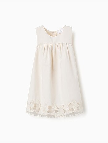 Abito senza maniche a trapezio con fiori ricamati