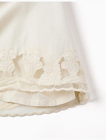 Abito senza maniche a trapezio con fiori ricamati