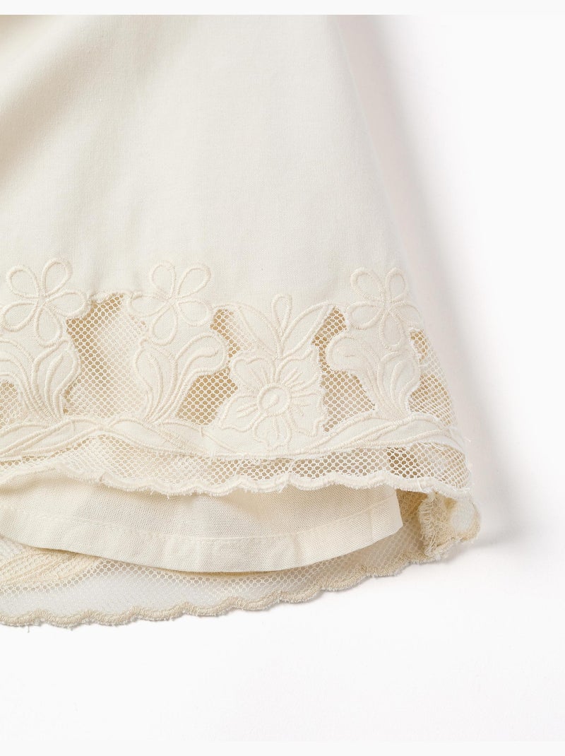 Abito senza maniche a trapezio con fiori ricamati Bianco - Kiabi