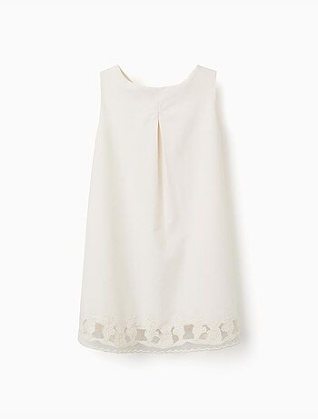 Abito senza maniche a trapezio con fiori ricamati