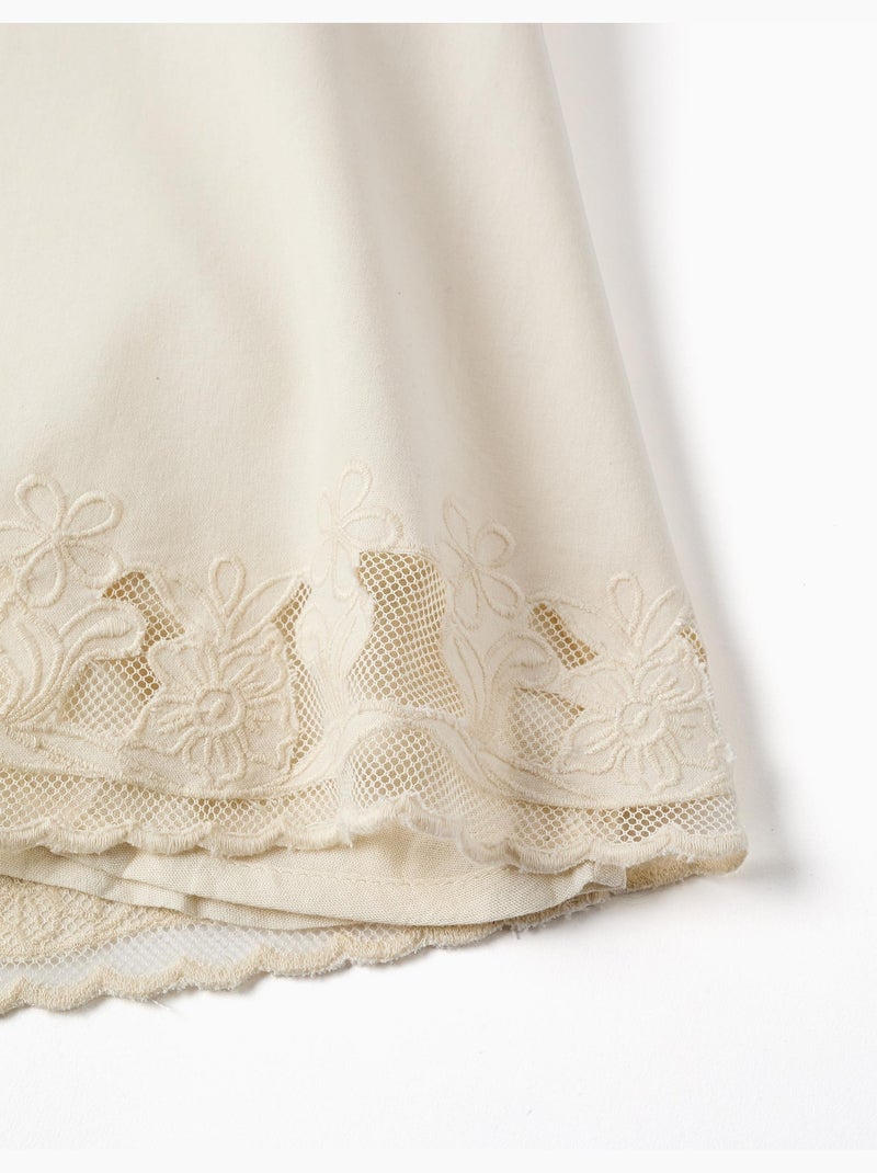 Abito senza maniche a trapezio con fiori ricamati Bianco - Kiabi