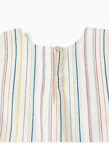 Abito senza maniche in cotone con a righe etniche B&S