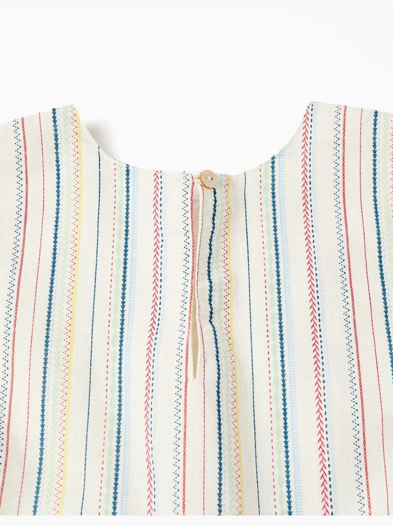 Abito senza maniche in cotone con a righe etniche B&S Bianco - Kiabi