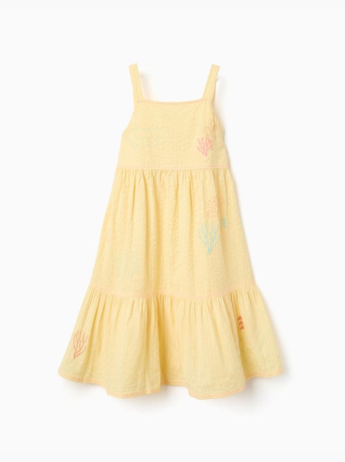 Abito senza maniche in cotone con alghe ricamate - Kiabi
