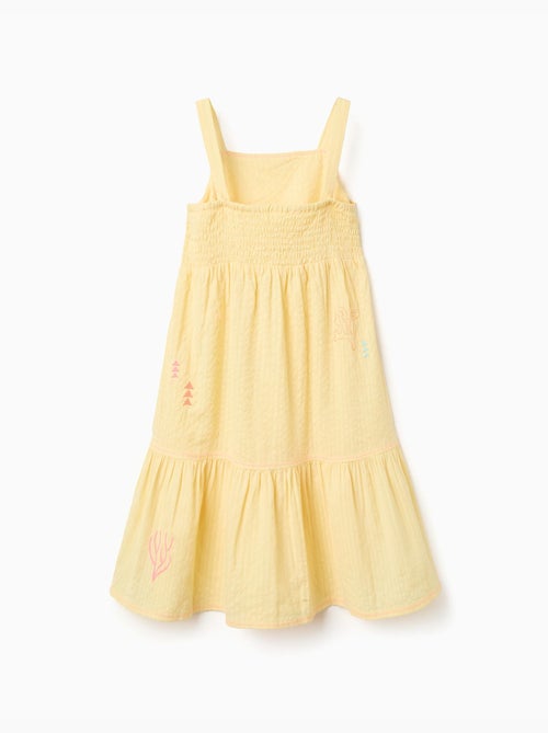 Abito senza maniche in cotone con alghe ricamate - Kiabi