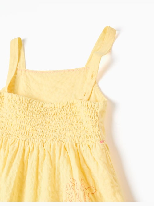 Abito senza maniche in cotone con alghe ricamate - Kiabi