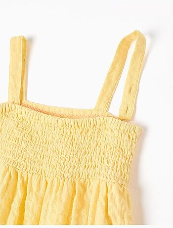Abito senza maniche in cotone con alghe ricamate