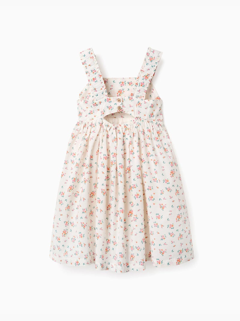Abito senza maniche in cotone con motivo floreale Beige chiaro - Kiabi