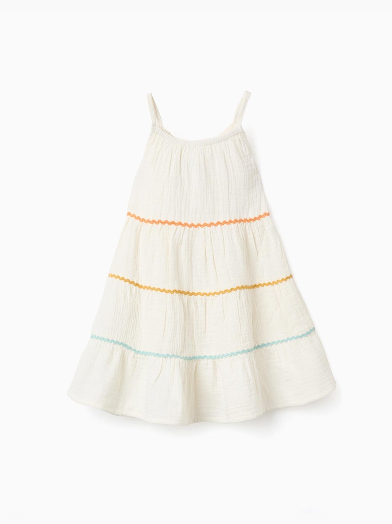 Abito senza maniche in cotone con volant Beige chiaro - Kiabi