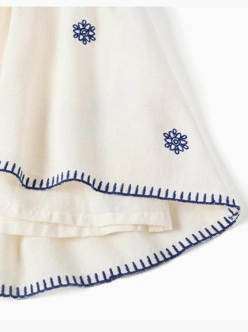 Abito senza maniche in cotone e lino con ricami floreali - Kiabi