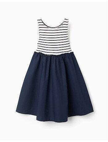 Abito senza maniche in doppio tessuto a righe