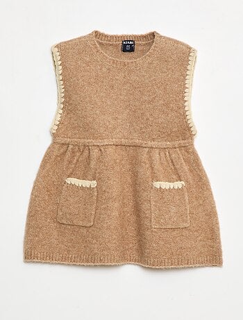 Abito senza maniche in maglia tricot con 2 tasche