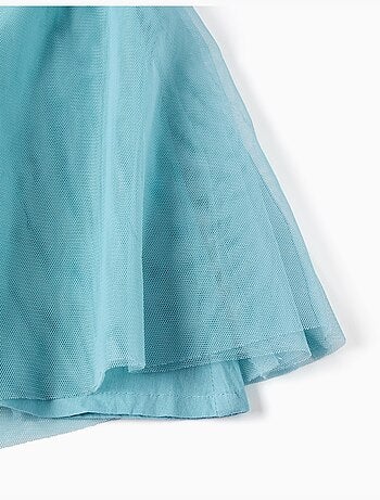 Abito senza maniche in tulle con volant e fiori