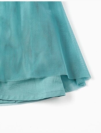 Abito senza maniche in tulle con volant e fiori