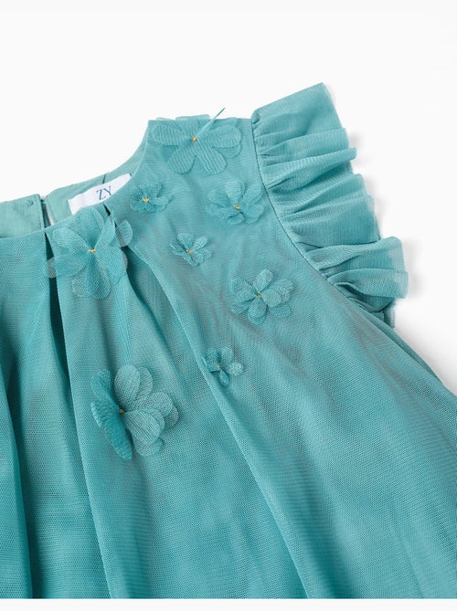 Abito senza maniche in tulle con volant e fiori - Kiabi