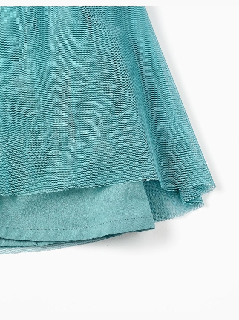 Abito senza maniche in tulle con volant e fiori Blu chiaro - Kiabi