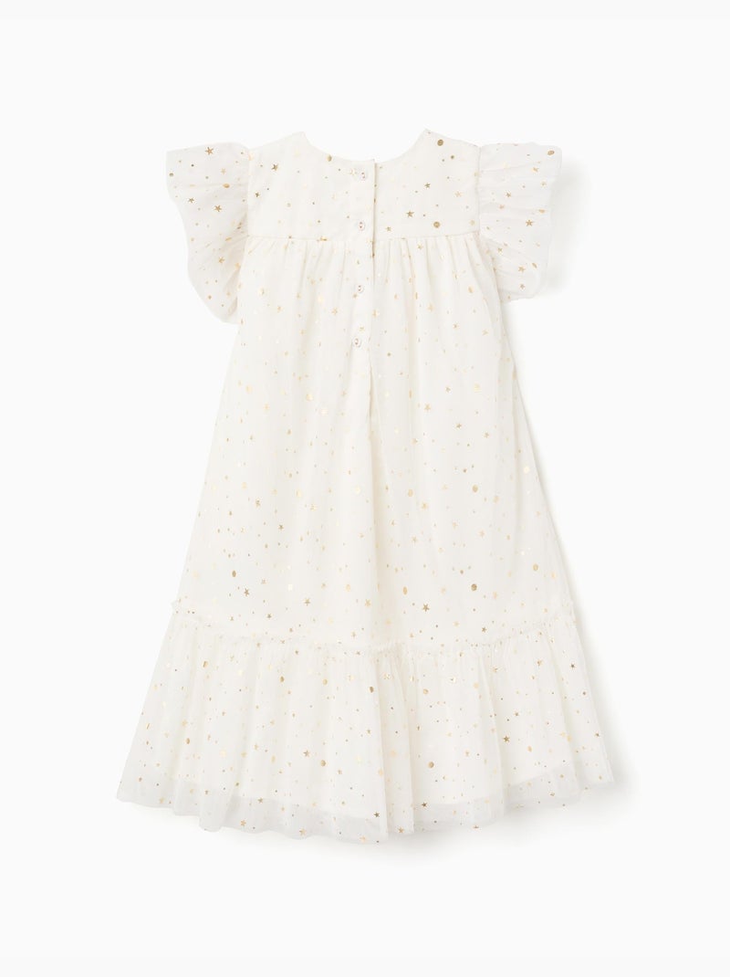 Abito senza maniche in tulle con volant e stelle Bianco - Kiabi