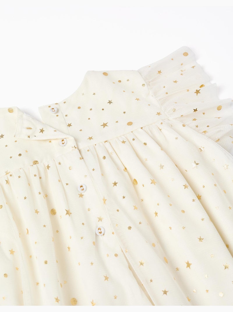Abito senza maniche in tulle con volant e stelle Bianco - Kiabi