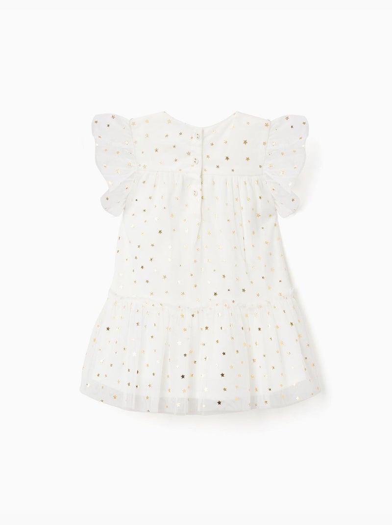 Abito senza maniche in tulle con volant e stelle Bianco - Kiabi