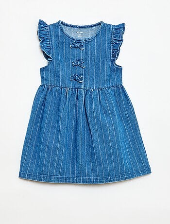 Abito smanicato in denim con fiocchi decorativi