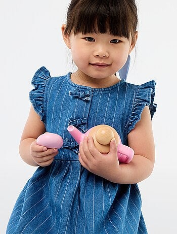 Abito smanicato in denim con fiocchi decorativi