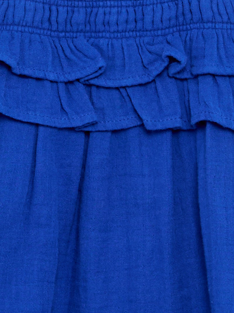 Abito smockato con spalline e volant Blu - Kiabi