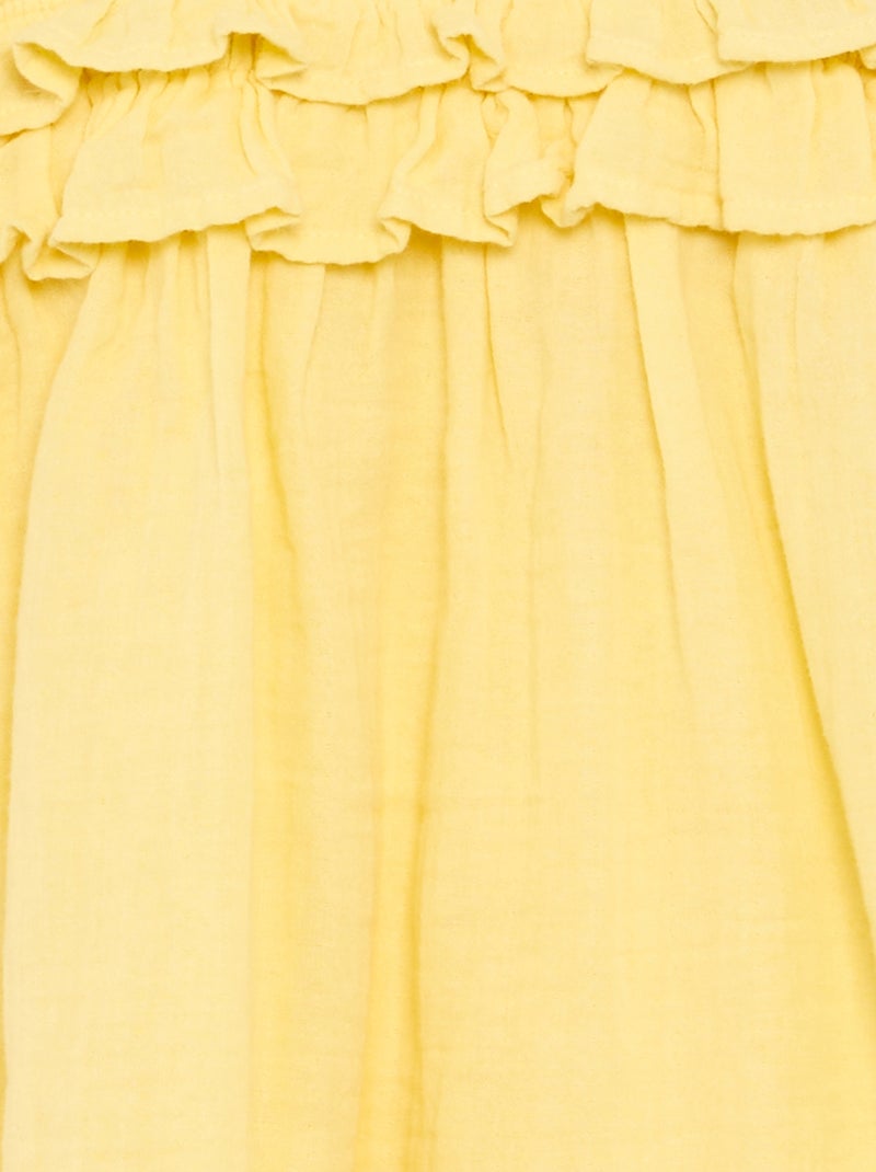 Abito smockato con spalline e volant Giallo - Kiabi