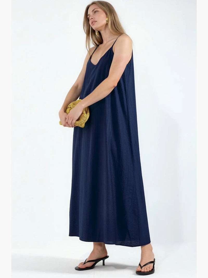 Abito sottoveste maxi da donna tinta unita busem Blu marino - Kiabi