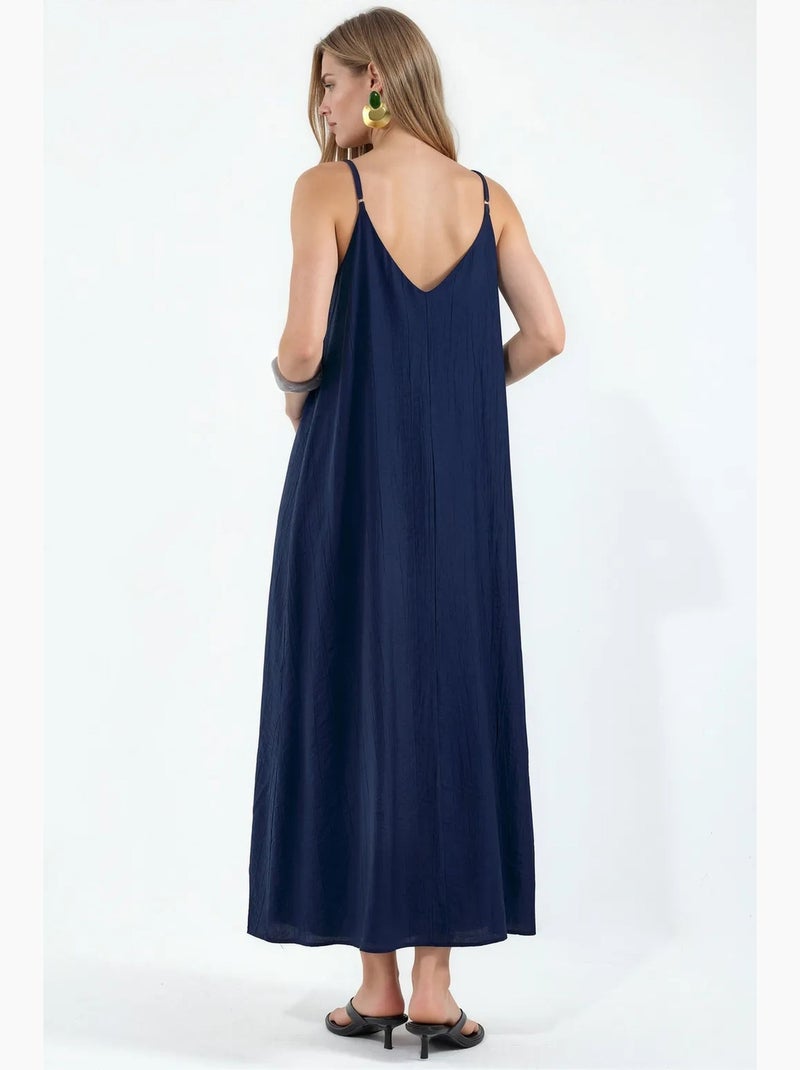 Abito sottoveste maxi da donna tinta unita busem Blu marino - Kiabi
