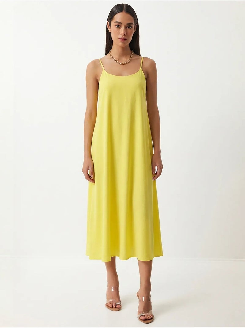 Abito sottoveste midi in popeline di cotone istanbul Giallo limone - Kiabi