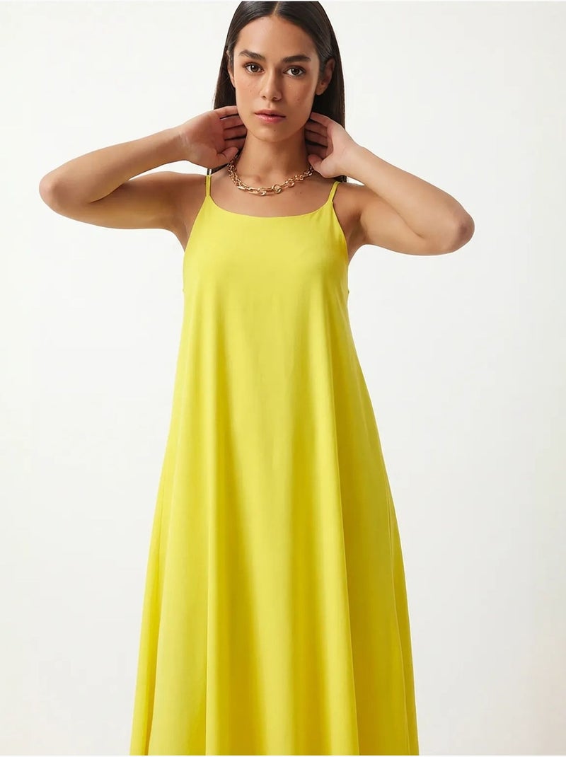 Abito sottoveste midi in popeline di cotone istanbul Giallo limone - Kiabi