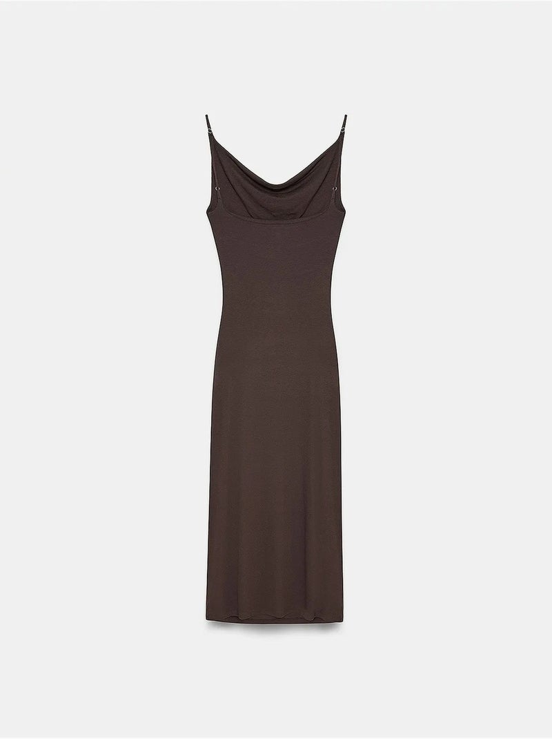 Abito sottoveste midi senza maniche dilvin Marrone cioccolato - Kiabi