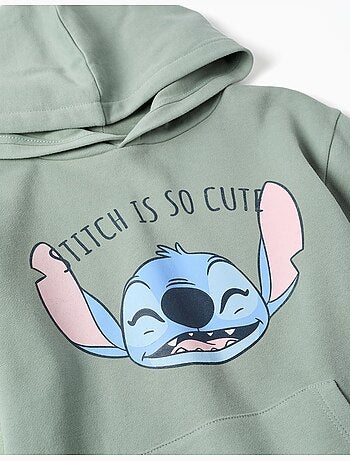 Abito spazzolato con cappuccio e stampa Stitch