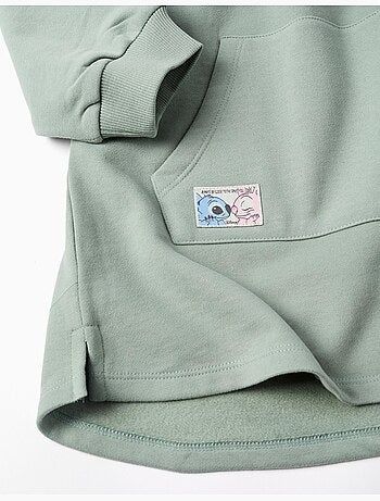Abito spazzolato con cappuccio e stampa Stitch