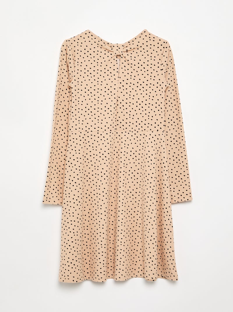 Abito stampato a maniche lunghe Beige - Kiabi